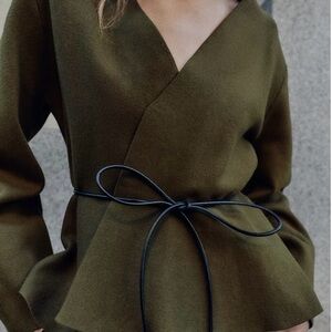 Zara Belted Cardigan Dark Khaki